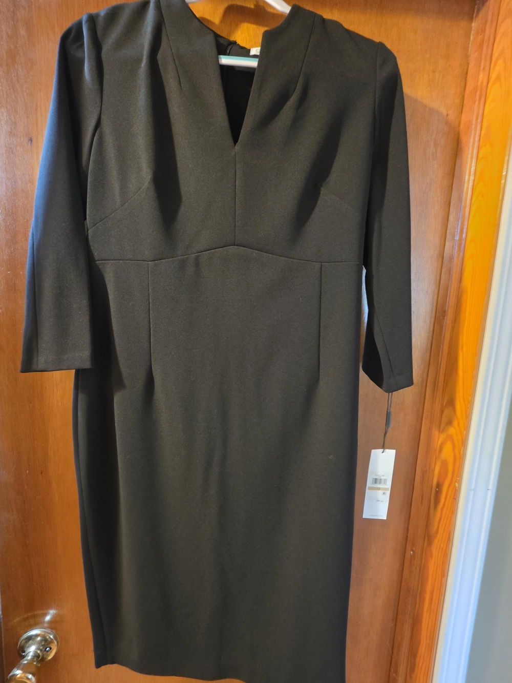 Calvin Klein Black Sheath Dress - Women's Elegant V-Neck